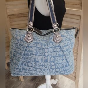 Coach Blue and Silver Tote Bag